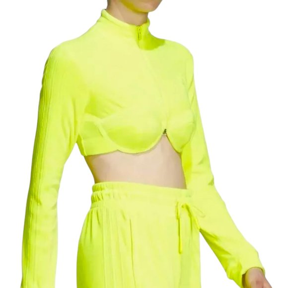 Adidas Originals x Jeremy Scott Velour Track Jacket Womens Size M Neon Yellow - Picture 6 of 8